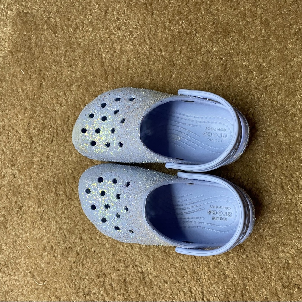 CROCS Kids Sparkly Light Blue Water Shoes